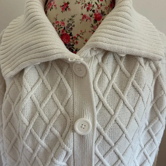 Jones New York Cream Diamond Knit Cardigan - Picture 3 of 5